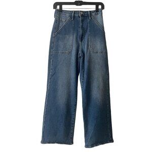 JUST BLACK DENIM Patch Pocket High Rise Cargo Pocket Wide Leg Blue Jeans Size 26